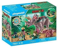 Playmobil Konstruktions-Spielset "Triceratops mit Jungtier (71821), Playmobil...