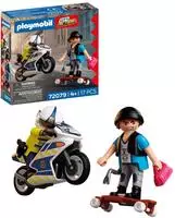 Playmobil Konstruktions-Spielset "Verfolgungsjagd mit Motorrad (72079), City...