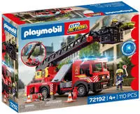 Playmobil Konstruktions-Spielset "Feuerwehr-Leiterfahrzeug (72192), City Action" mit