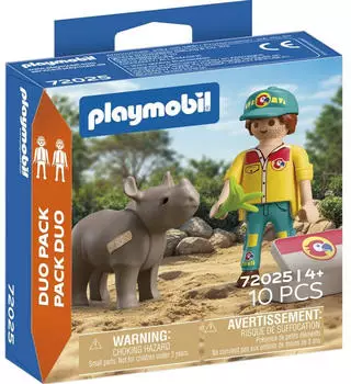 Playmobil 72025 DuoPack Tierpfleger mit Nashorn