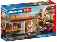 Playmobil Konstruktions-Spielset "Feuerwehr-Quad mit Burger-Bude (72195), City