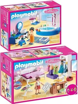 Playmobil Dollhouse 2er Set Schlafzimmer + Badezimmer (70208/70211)