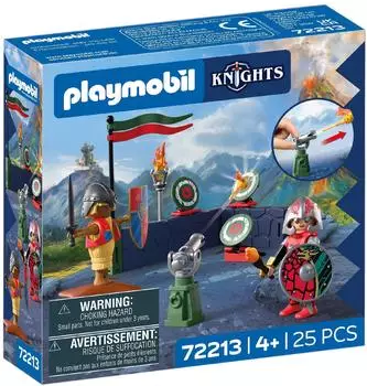 Playmobil | Knights | Dragon Knight Combat Training | Training Ground with Cannon Targets Straw Dummy & Weapons | For Children Aged 4+ | 72213