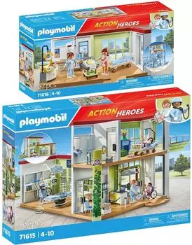 Playmobil 2er-Set Modernes Krankenhaus + Entbindungsstation (71615-16)