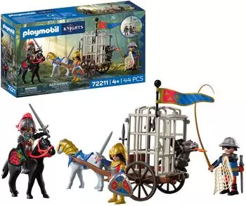 Playmobil | Knights | Dragon Abduction | Carriage with Cage Baby Dragon Knights Horses & Weapons Set | For Children Aged 4+ | 72211