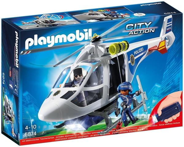Playmobil City Action - Polizei-Helikopter mit LED-Suchscheinwerfer (6874)
