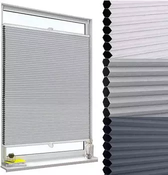 Woltu Klemmfix-Doppelplissee 85x220cm grau-wei&szlig;