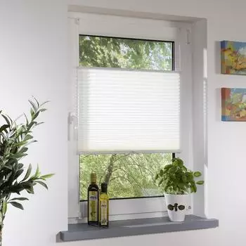Liedeco Klemmfix Plissee wei&szlig; 60x150cm, Lichtschutz, 100% Polyester (483690-2)