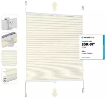 Sekey Plissee Klemmfix blickdicht, beige, 80x200cm