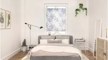Lichtblick Plissee Klemmfix Blueprint Palms blau, blickdicht, 70x130cm (62185558-0)
