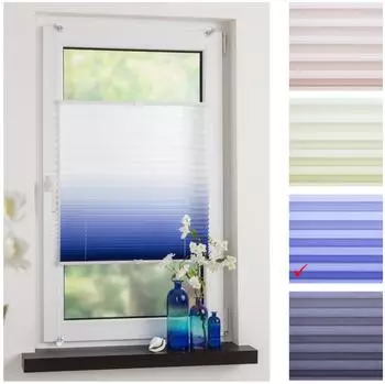 Liedeco Plissee "Farbverlauf" Klemmfix 75x130cm, blau, 100% Polyester (665029-3)