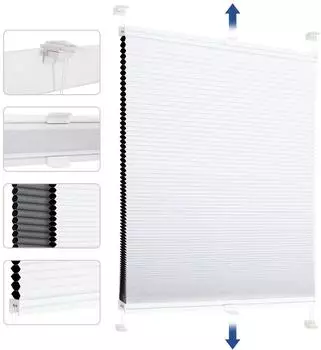 Sekey Wabenplissee Klemmfix 100% verdunkelnd weiß/grau 95x130cm (BL-5049)