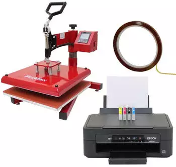 MonsterShop 38cm Schwingpresse & Sublimations-Drucker im Set Hitzepresse Transferpresse (27258)