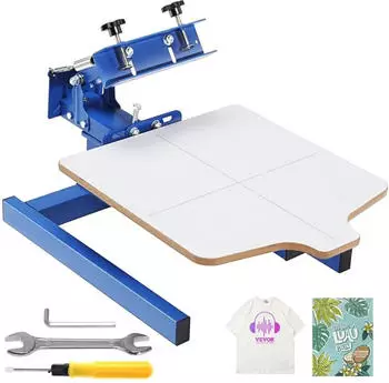 VEVOR Siebdruckpresse T-Shirt Siebdruckmaschine 1 Farbe + 1 Station T-Shirtpresse Hitzepresse Transferpresse DIY Ausr&uuml;stung Drucker Textildruck
