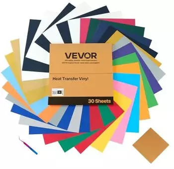 VEVOR Vinylfolie W&auml;rme&uuml;bertragung Transferfolie (304,8 x 304,8 mm) 30 Bl&auml;tter verschiedene Farben Plotterfolie kompatibel mit Schneidemaschinen