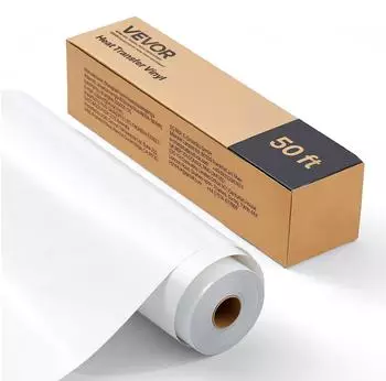 VEVOR Vinylfolie W&auml;rme&uuml;bertragung Transferfolie (304,8 x 15240 mm) gl&auml;nzend wei_e HTV-B&uuml;gelvinylrolle