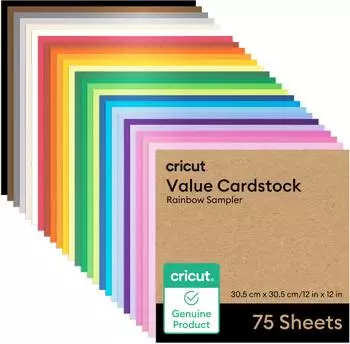Cricut Value-Bastelkarton Regenbogen-Sampler 30,50 cm x 30,5 cm kompatibel mit allen -Maschinen - 75er-Pack
