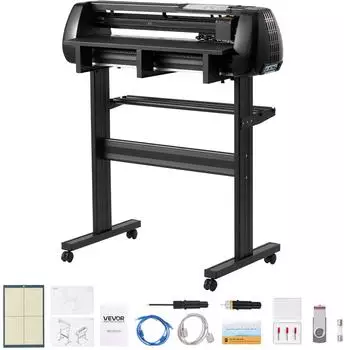 VEVOR Vinylschneidemaschine mit 72 cm max. Zufuhrbreite & Doppelklingen & LED-Anzeige einstellbares Vinyl-Schneideplotter-Set mit