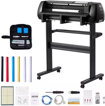 VEVOR Vinylschneidemaschine mit 72 cm max. Zufuhrbreite & Doppelklingen & LED-Anzeige einstellbares Vinyl-Schneideplotter-Set mit Aufkleberbögen