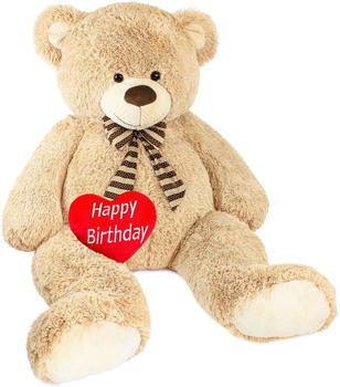 Brubaker Riesiger XXL Teddybär 1,5 m mit Herz „Happy Birthday“
