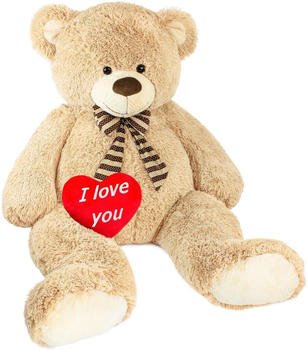 Brubaker Riesiger XXL Teddybär 150 cm mit Herz “I love you” beige