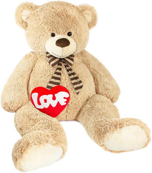 Brubaker Riesiger XXL Teddybär 150 cm mit Herz “LOVE” beige