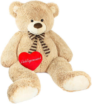 Brubaker Riesiger XXL Teddybär 150 cm mit Herz “Lieblingsmensch” beige