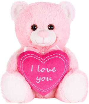 Brubaker Teddy Plüschbär mit Herz “I Love You” 25 cm pink
