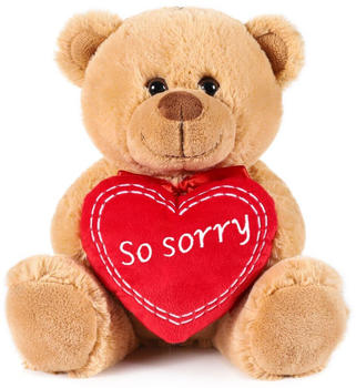 Brubaker Teddybär mit Herz Rot - So Sorry 25 cm braun