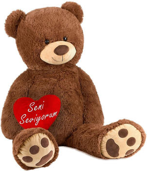 Brubaker XXL Teddybär 100 cm mit Herz “Seni Seviyorum” braun