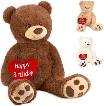 Brubaker XXL Teddybär 100 cm mit Herz “Happy Birthday” braun