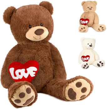 Brubaker XXL Teddybär 100 cm mit Herz “Love” braun