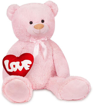 Brubaker XXL Teddybär 100 cm mit Herz und Schleife “Love” rosa