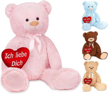 Brubaker XXL Teddybär 100 cm mit Herz “Ich Liebe Dich” rosa