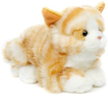 UNI-TOYS Katze mit Stimme, liegend 20 cm braun/weiß