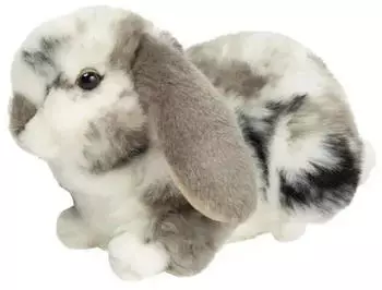 Teddy Hermann Kuscheltier Widderkaninchen grau-weiß gescheckt 23 cm