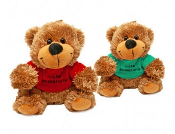 Teddys Rothenburg Bär mit grünem Shirt Gute Besserung 16 cm