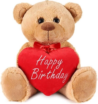 Brubaker Teddy Plüschbär mit Herz “Happy Birthday” 35 cm braun
