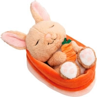 Nici Kuscheltier "Sleeping Pets GREEN, Hase 12 cm" schlafend im K&ouml;rbchen