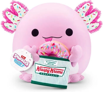 ZURU 77573M Snackles Axolotl in Pink mit Krispy-Kreme-Donut, Serie 2 (35 cm)