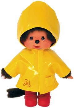 Bandai Monkey Monchhichi plush with yellow raincoat 20 cm