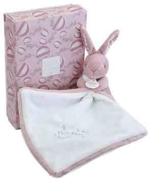 Doudou Pink rabbit plush with comforter 25 cm