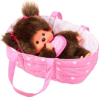 Idena Monchhichi Plüschfigur Girl mit Kinderbett