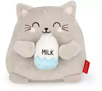 Legami Super Soft Plush Pl&uuml;sch, Kitty Thema, Mini Gr&ouml;&szlig;e, mit personalisierbarer ID Karte, Steht alleine, 14x15x12 cm, Grey