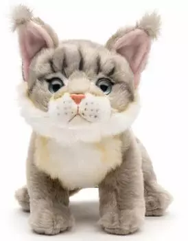 UNI-TOYS Maine-Coon-Katze, sitzend (grau) - 18 cm (H&ouml;he) - Pl&uuml;sch-Katze