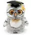UNI-TOYS Eule (grau-weiß) mit Doktorhut und Brille 18 cm (Höhe) - Plüsch-Vogel
