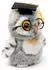UNI-TOYS Eule (grau-weiß) mit Doktorhut und Brille 18 cm (Höhe) - Plüsch-Vogel