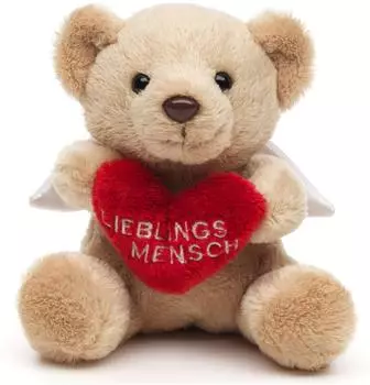 UNI-TOYS Schutzengel-Teddyb&auml;r mit rotem Herz Lieblingsmensch Plushie 13 cm (H&ouml;he)
