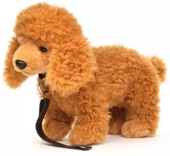 UNI-TOYS Pudel (Hellbraun), stehend (mit Leine) - 30 cm (L&auml;nge) - Pl&uuml;sch-Hund