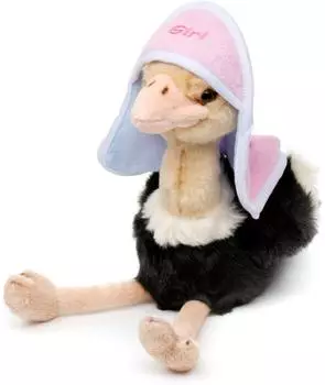 UNI-TOYS Strau&szlig; mit wendbarer Haube Boy/Girl Baby-Shower-Party Geschenk 28 cm (H&ouml;he)